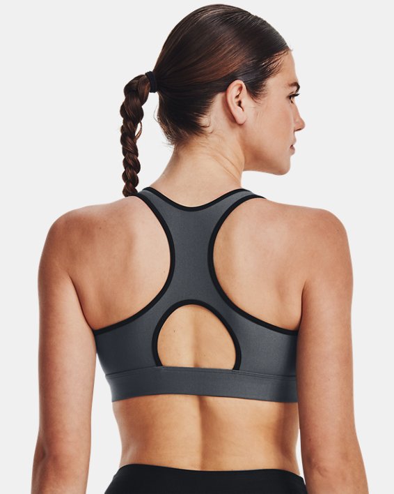 Women's HeatGear® Mid Padless Sports Bra in Gray image number 1